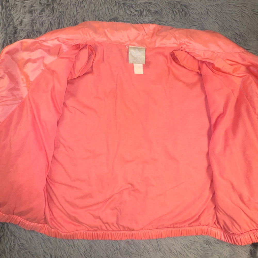 Adidas Track Jacket Women's Large Coral Pink Windbreaker Full Zip Vintage 80s - Picture 8 of 12